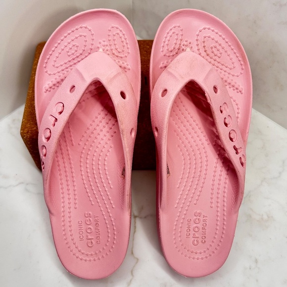 Crocs Womens' Baya Platform Flip Flop Thong Sandal Blossom-Flamingo-Pink - Sz 5 - Picture 3 of 5